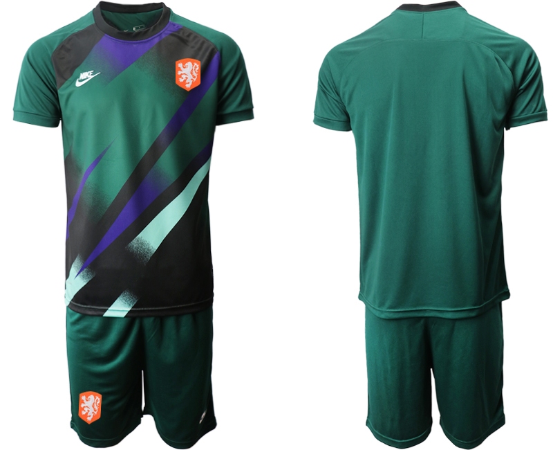 Men 2021 European Cup Netherlands green goalkeeper Soccer Jersey1